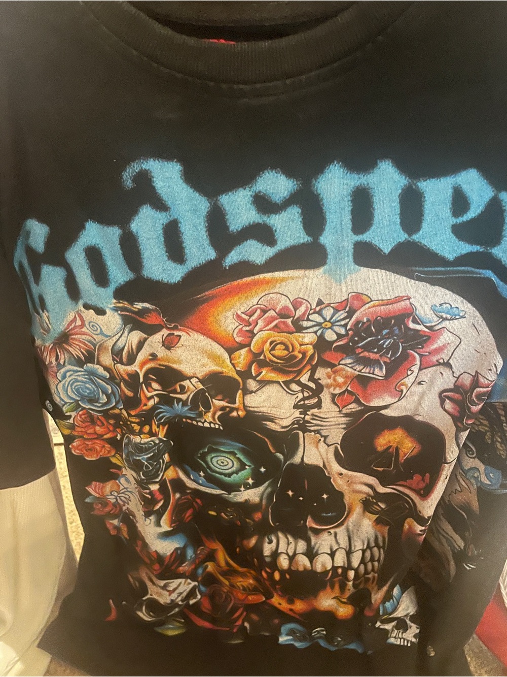 Black Skull & Floral Graphic Tee men/women